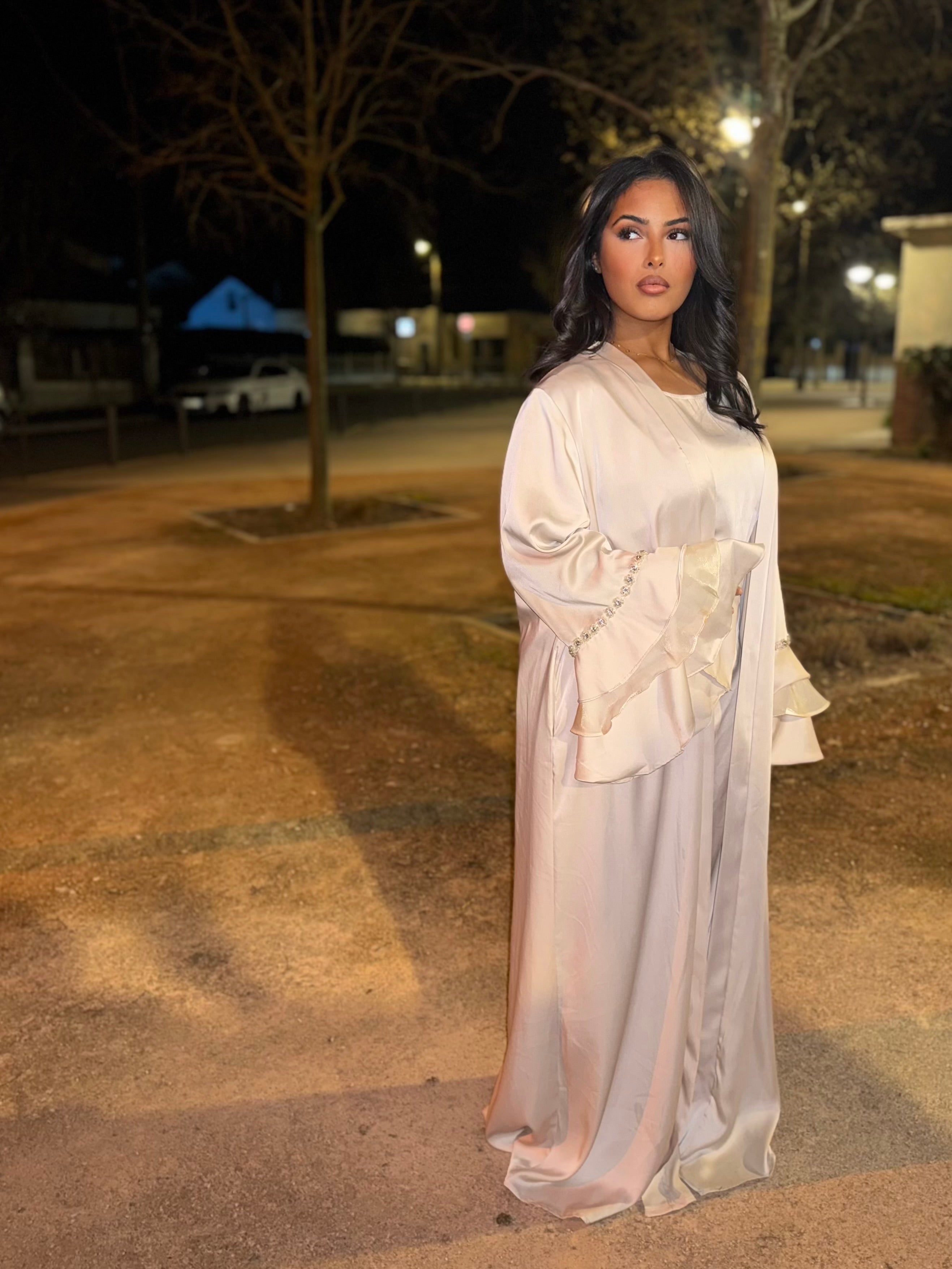 Abaya manches fleurs